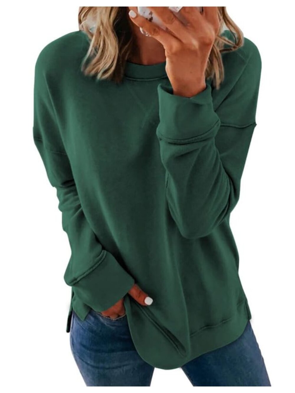 Womens Casual Crewneck Sweatshirt Long Sleeve Relaxed Fit Pullover Top